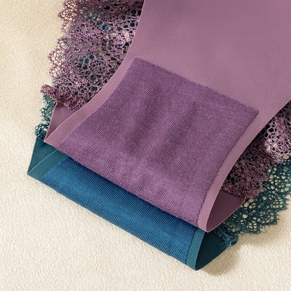 WarmSteps 3Pcs/Set Women's Lace Panties Briefs Solid Ice Silk Lingerie Female Underpanties Underwear for Woman Low Rise Briefs