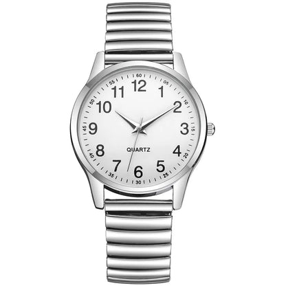 Fashion Couple Watches Simple Arabic Dial Men Quartz Watch Elastic Band Women Wristwatches