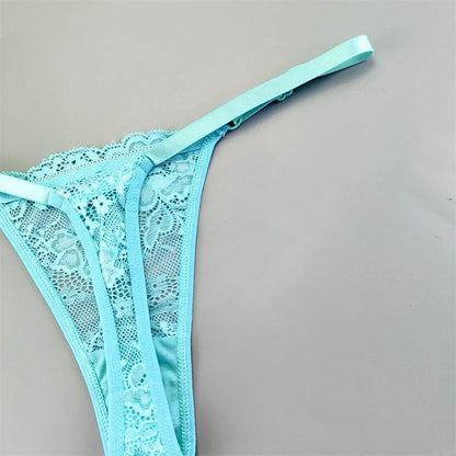 3PCS Adjustable Sexy Transparent Thong Panties Women Lace Underwear Low Waist Female T-back String Underpants