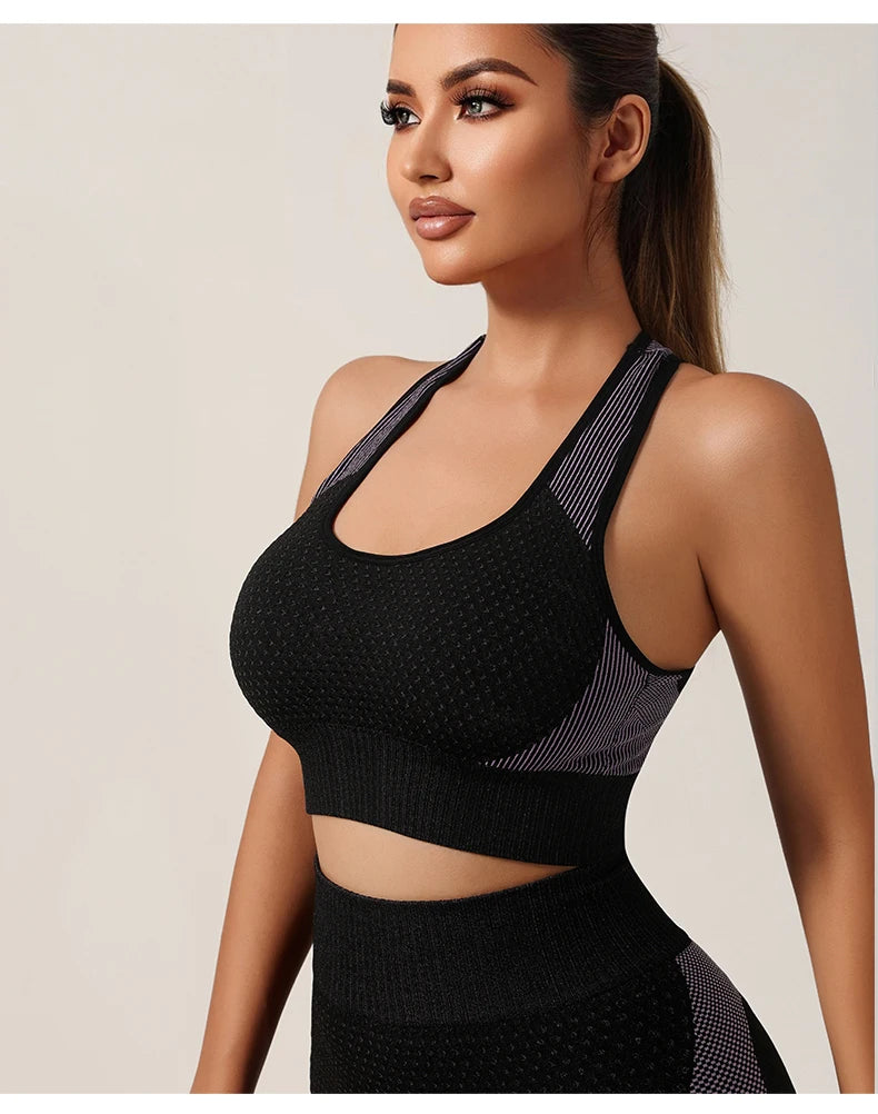 Seamless Bra Yoga Sports Set Fitness Shorts Bra Women Tops Leggings 2 Piece Suits Running Workout Gym Female Vest Clothing