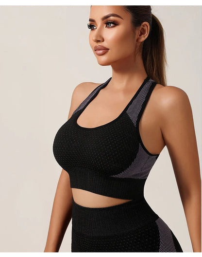 Seamless Bra Yoga Sports Set Fitness Shorts Bra Women Tops Leggings 2 Piece Suits Running Workout Gym Female Vest Clothing