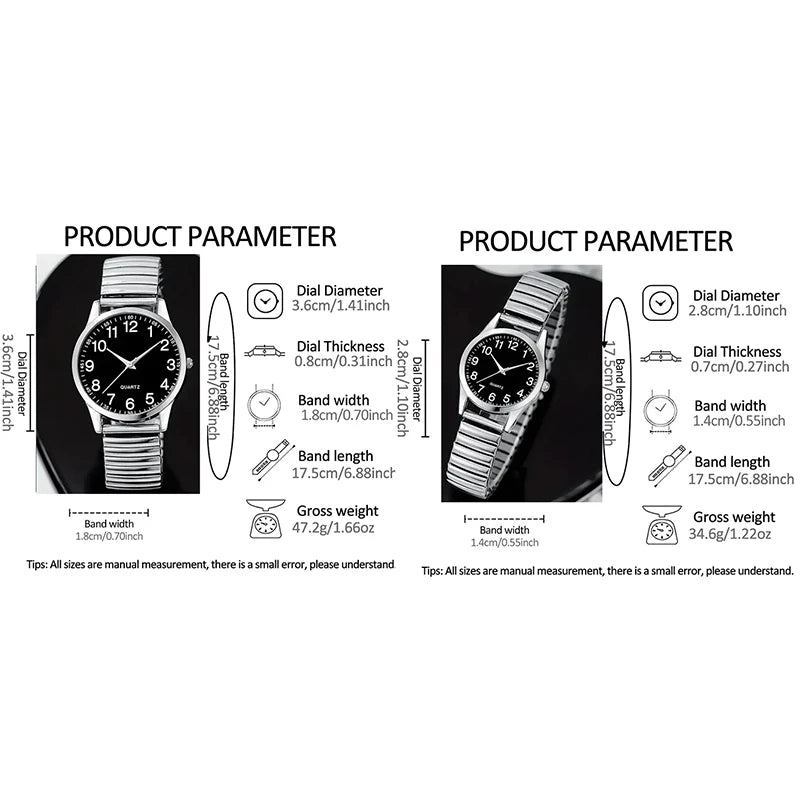 Fashion Couple Watches Simple Arabic Dial Men Quartz Watch Elastic Band Women Wristwatches