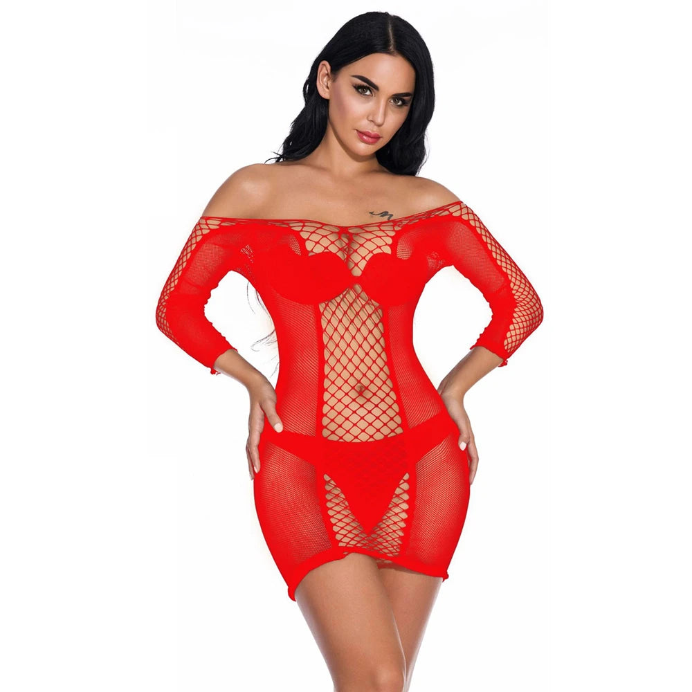 Lingerie Babydoll Mini Dress Lady Lenceria Chemises Sexy Bodysuit Mesh Body Stocking Temptation Intimate Beach Nightwear Dress