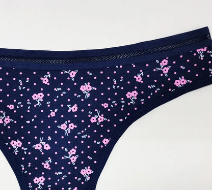 Sexy Women's Thong Cotton G Strings Panties for Ladies Dot Star Printed Tanga Girls Underwear Intimate Underpants 5 pcs/lot