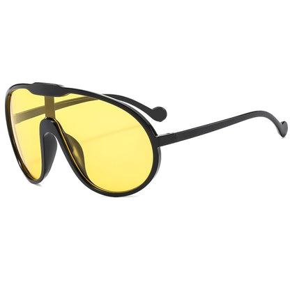 Trend Oversized Pilot Sunglasses Women Luxury Brand Designer Big Frame Cycling Sun Glasses Men Punk One Piece Len Black Yellow