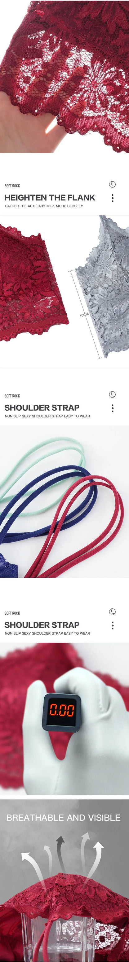 New Women Lace Bras Top Comfortable Bralette Solid Color Sexy Underwear Vest Female Hollow Out Wireless Lingerie Seamless Bra