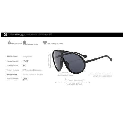 Trend Oversized Pilot Sunglasses Women Luxury Brand Designer Big Frame Cycling Sun Glasses Men Punk One Piece Len Black Yellow