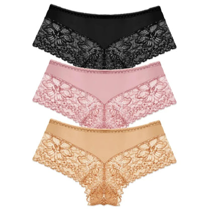 WarmSteps 3Pcs/Set Sexy Lace Panties Women Underwear Flroal Rmantic Women's Pantys Female Lingerie G Strings Thongs Briefs Tanga