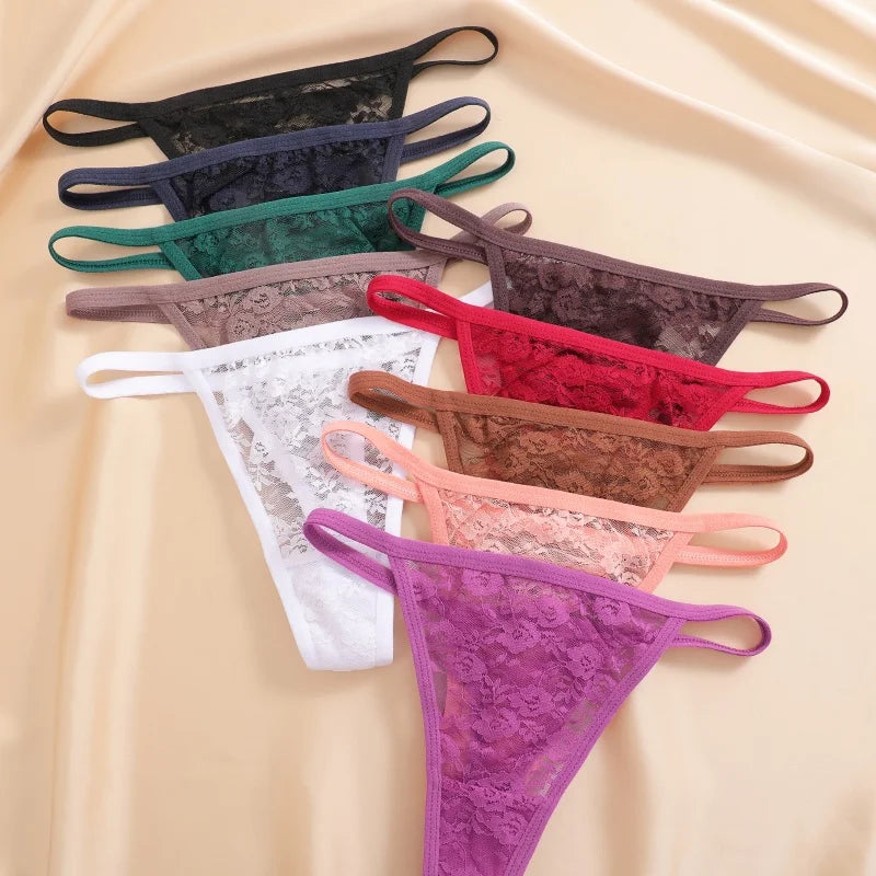 Women's Underwear Lace Panties Floral Lingerie Woman Panties Sexy Thong G-String Female Pantys Perspective Intimates Ne 4PCS