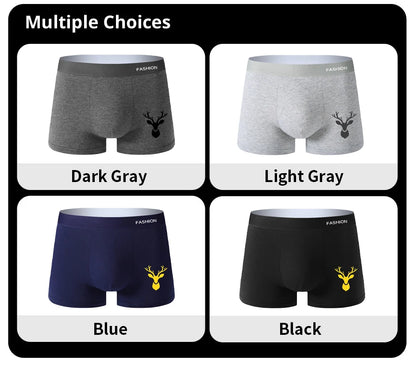 Boxer men's underwear, soft sports breathable four-season men's underwear, trendy fashion pop print boxer underwear 4pcs