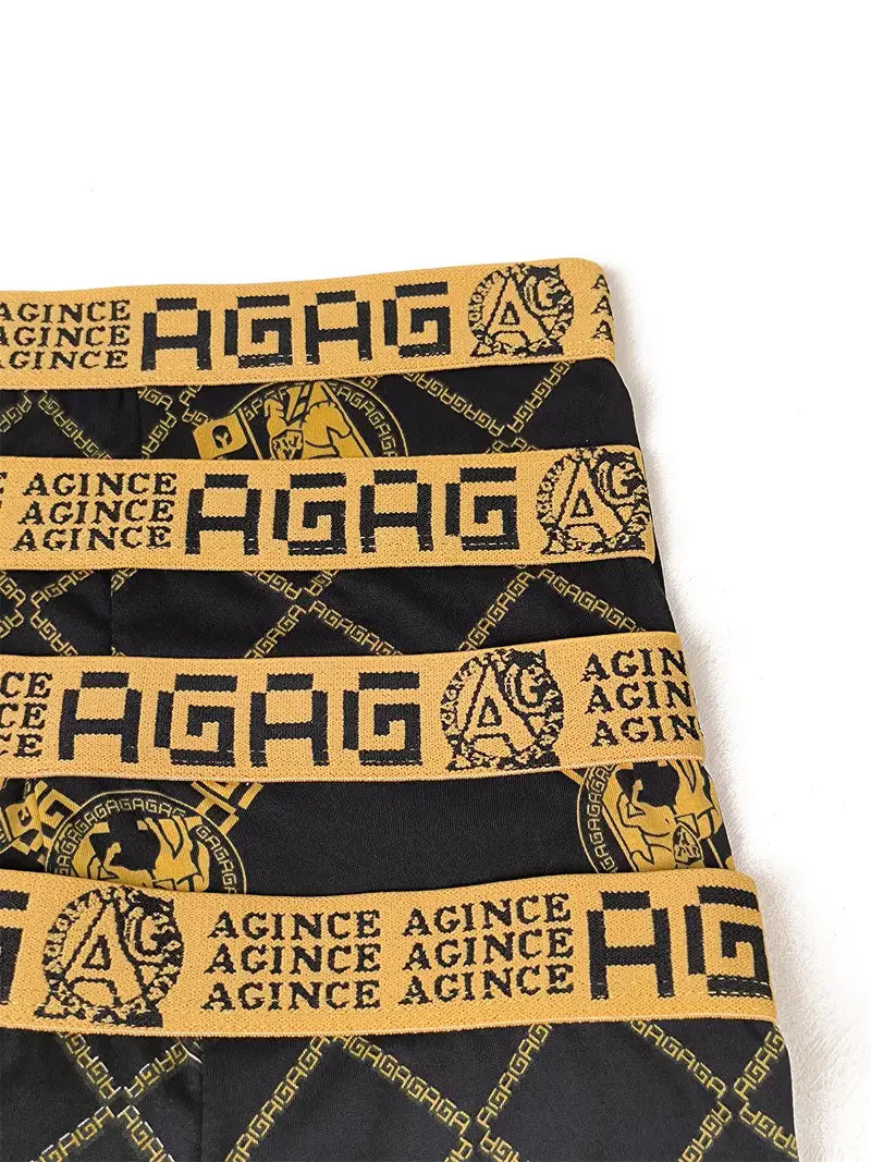 Men's Underwear Sexy Boxer Antibacterial Breathable Retro Print 4pcs Men Boxer Shorts Boys Thin Flat Corner Panties