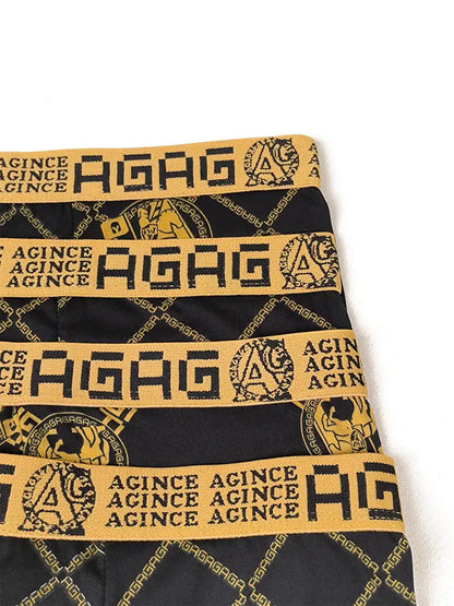 Men's Underwear Sexy Boxer Antibacterial Breathable Retro Print 4pcs Men Boxer Shorts Boys Thin Flat Corner Panties