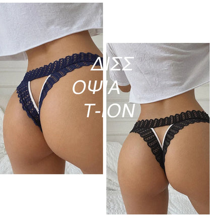 Meet'r Women Sexy Lace Panties Low-waist G String Thong Underwear Female Hollow Out Transparent Temptation Lingerie