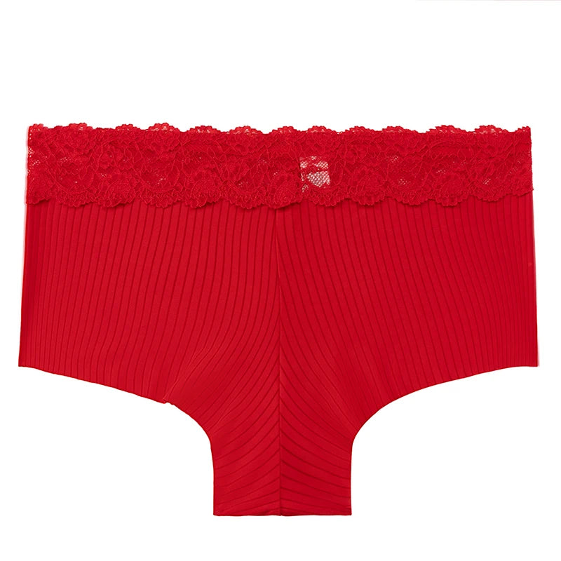 TrowBridge Women's Panties Seamless Silk Satin Underwear Lace Hollow Out Woman Boxers Breathable Lingerie Cozy Sports Boyshorts