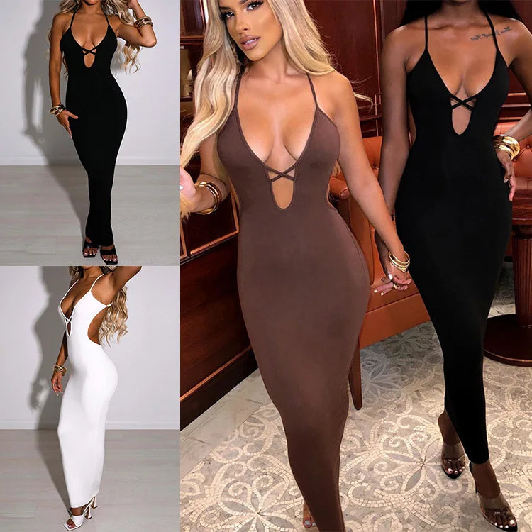 Y2K popular cross-border European and American women's summer bandage sexy Hip Wrap Dress Black