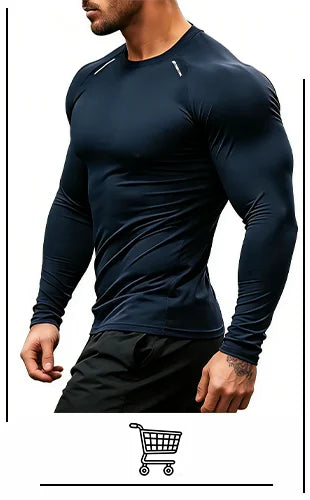 Running T-Shirt Mens Long Sleeve Compression Shirt Gym Sports Top Training Quick Dry Breathable Bodybuilding Fitness Clothing