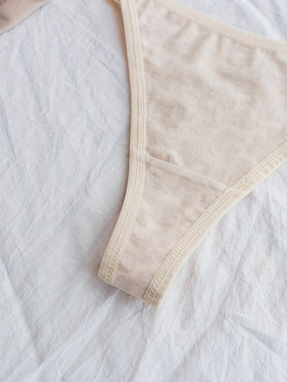 Mixed Color Floral Patchwork Thin Strap Comfortable Women's Thong Cotton Underwear Girls' Briefs 5-Pack