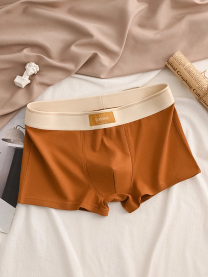 Men's 4-piece underwear, cotton soft and comfortable casual daily boxer briefs, solid color trendy personality shorts
