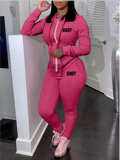 BWQ Tracksuit For Women Set 2 Piece Joggers Letter Print Jogging Sweat Outfits Hoodie And Sweatpants Set