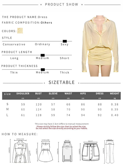 Weird Puss Ruched See Through Dress Women Patchwork Single-Breasted Full Sleeve Bandage Tassel Trend Streetwear Mini Bodycon
