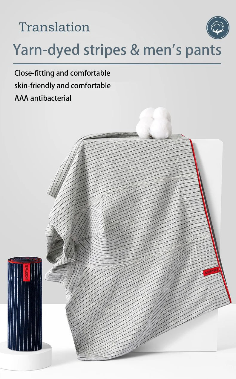 Men's boxer underwear Soft, breathable and comfortable men's briefs Striped trendy personality casual loose boxers