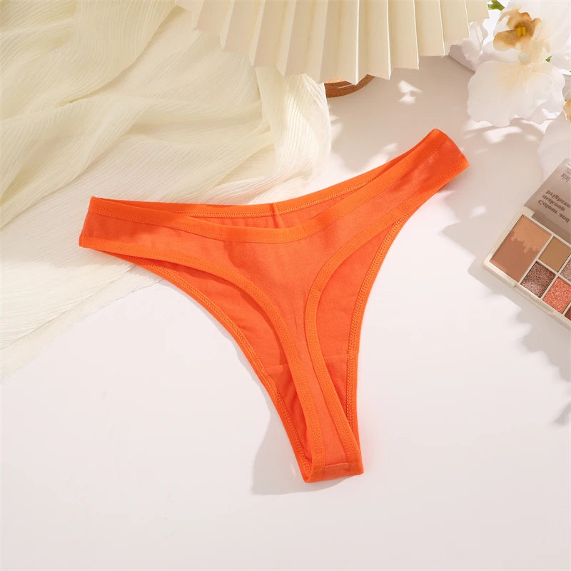 Women Cotton Thongs Female Sexy Low Waist Panties G-String Underwear Thongs Striped Panties Female Underwear T-Back Intimat 4PCS