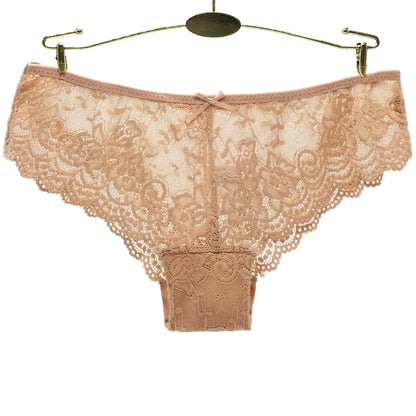 Women Briefs Sexy Full Lace Panties Hollow Out Low-waist Female Shorts Soft Solid Color Breathable Underwear Fast Ship 3pcs/lots