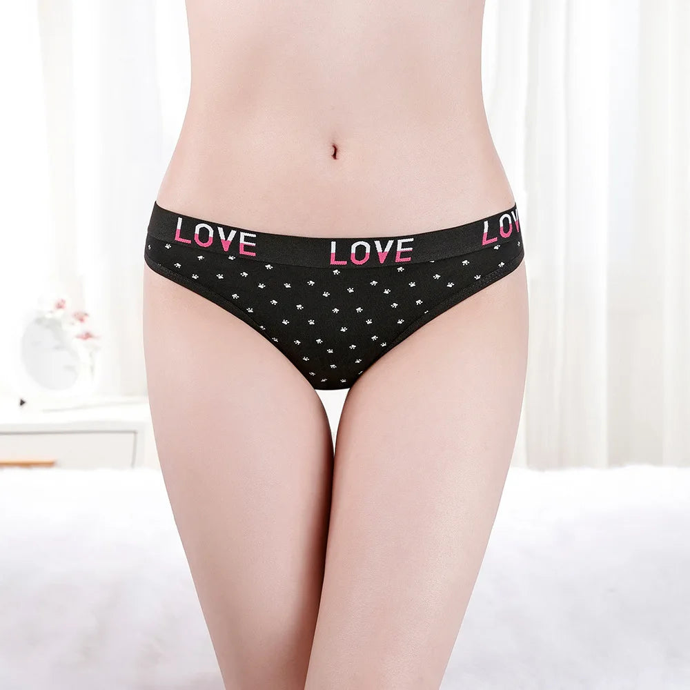 Sexy Women's Thong Cotton G Strings Panties for Ladies Dot Star Printed Tanga Girls Underwear Intimate Underpants 5 pcs/lot