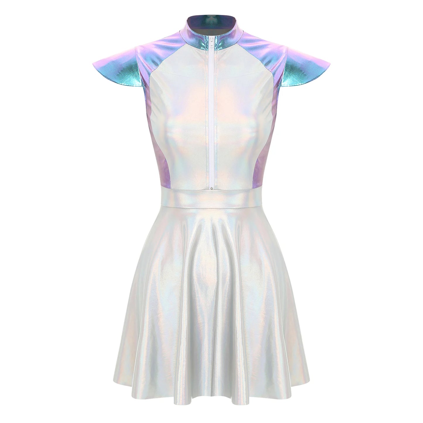 Adult Silver Astronaut Costume Women Alien Tutu Dress Suit Space Cadet Tulle Skirt Jumpsuit Halloween Cosplay Party Dress Up