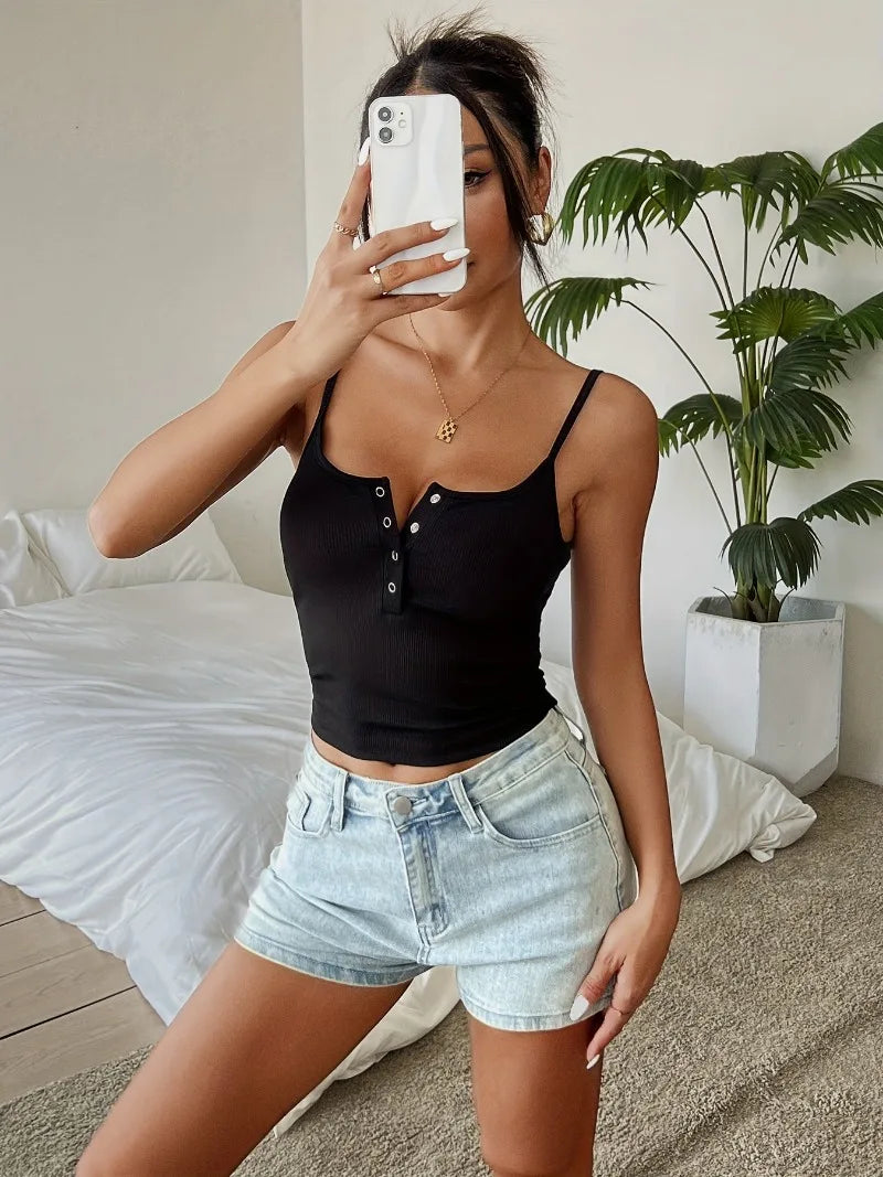 Women's Cropped Tops Spring and Summer Corset Korean Suspenders Vest Sexy Camisole Slim Y2K Corset Tops Casual Basic T-shirt