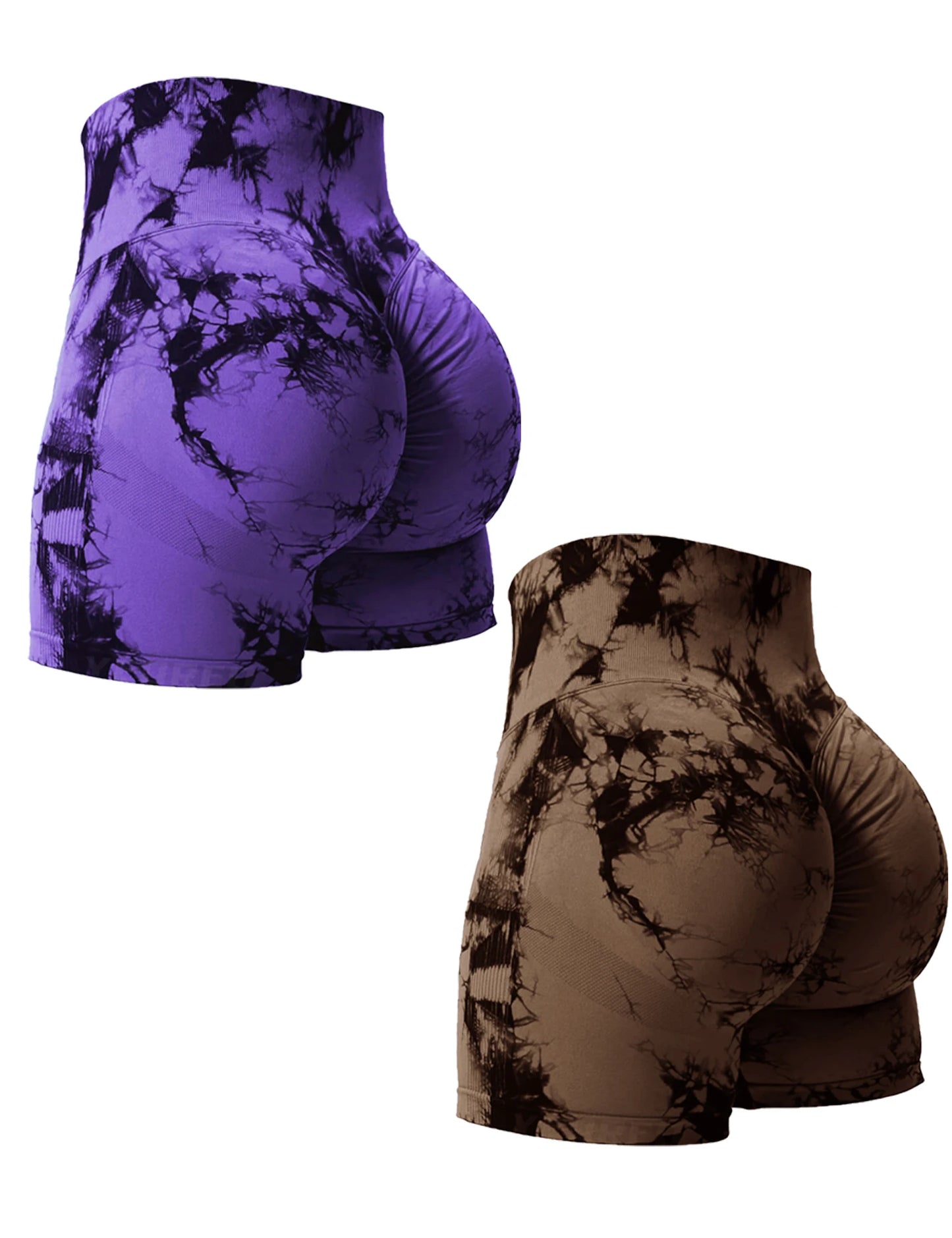 Tie Dye Butt Lifting Sexy 2pcs Gym Shorts Woman Skinny Stretch High Waist Sport Shorts Casual Seamless