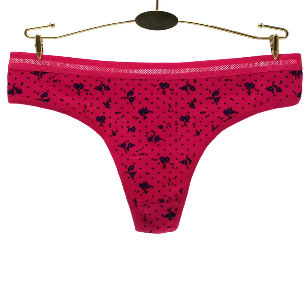 Sexy Women's Thong Cotton G Strings Panties for Ladies Dot Star Printed Tanga Girls Underwear Intimate Underpants 5 pcs/lot