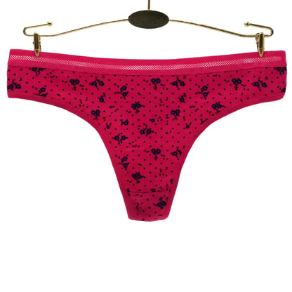 Sexy Women's Thong Cotton G Strings Panties for Ladies Dot Star Printed Tanga Girls Underwear Intimate Underpants 5 pcs/lot