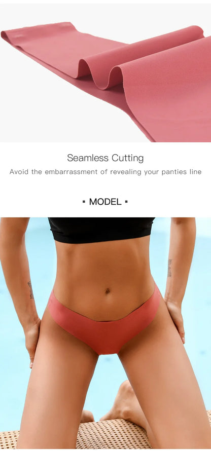 Seamless Thong Women Panties Sexy G String Ice Silk Underwear T Back Sports Yoga Girls Briefs Traceless Plus Size S-XL