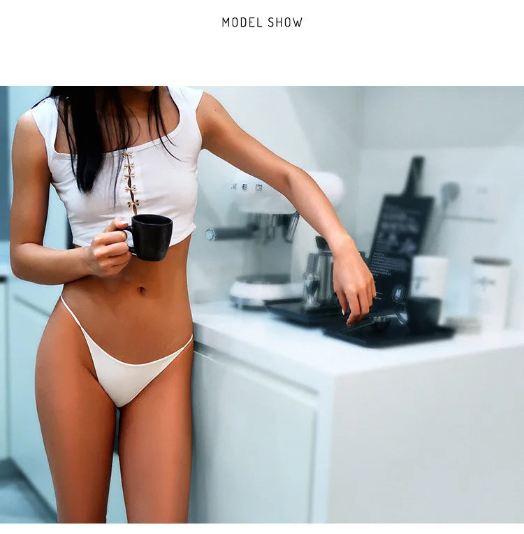 Sexy thong low waist lingerie for women underwear thin belt double layer bikini cotton  panties lenceria femenina tangas mujer