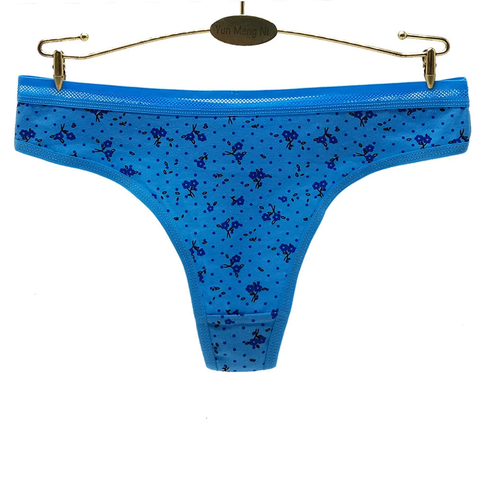 Sexy Women's Thong Cotton G Strings Panties for Ladies Dot Star Printed Tanga Girls Underwear Intimate Underpants 5 pcs/lot