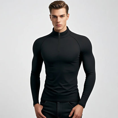 Compression Long Sleeve Polo Shirts Mens Running T-shirts Trainning & Exercise Gym Sportswear Quick Dry Fitness Sports Tshirt