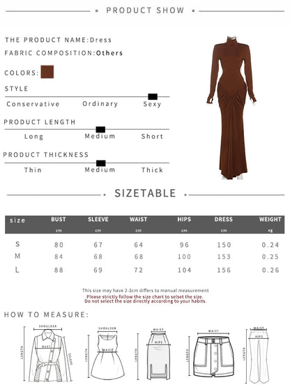 Sisterlinda Shirring Sheath Maxi Dresses High Street Classic Full Sleeve Straight Shoulder Backless Vestidos Mujer Evening Wear