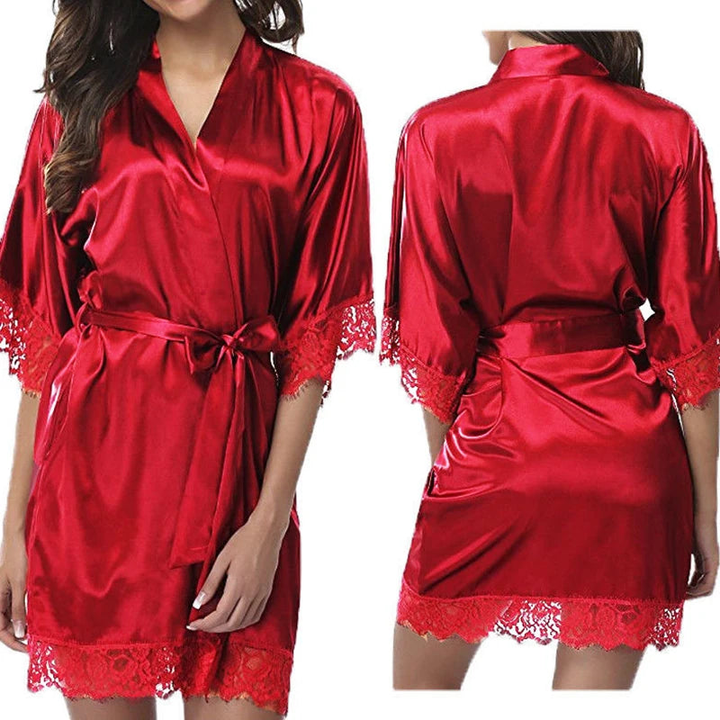 Women's Underwear Glossy Robe Pajamas Ice Silk plus Size Nightgown Homewear Fashion Trend