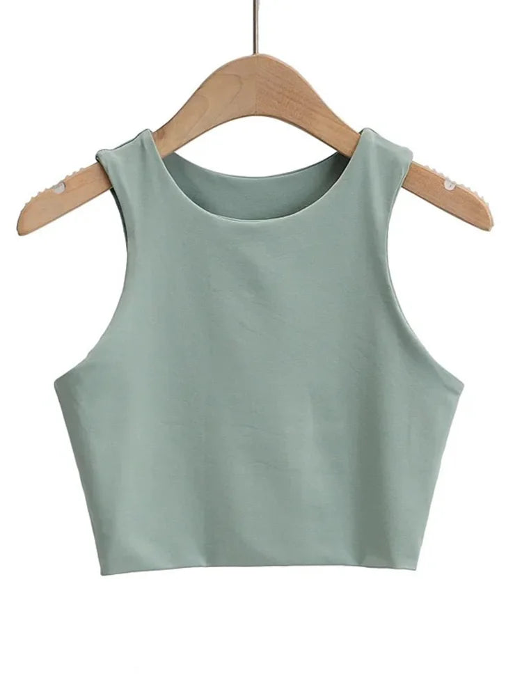 Summer Fashion Women Sexy Slim Tops O-neck Sleeveless Double Nylon Ladies Good Quality Tank Tops 6 Colors