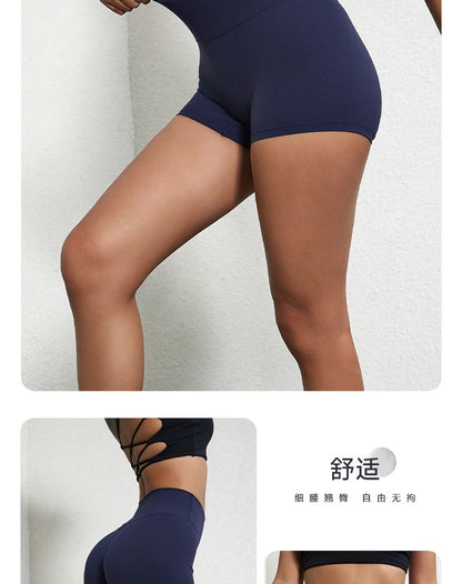 Sexy Solid Color High Waist Athletic Yoga Short Leg Cycling Women Fitness Sport Short Comprehensive Training Jogging Squat Proof