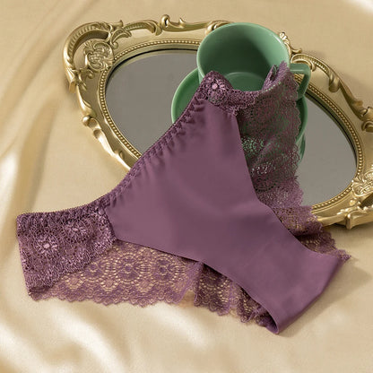 WarmSteps 3Pcs/Set Women's Lace Panties Briefs Solid Ice Silk Lingerie Female Underpanties Underwear for Woman Low Rise Briefs