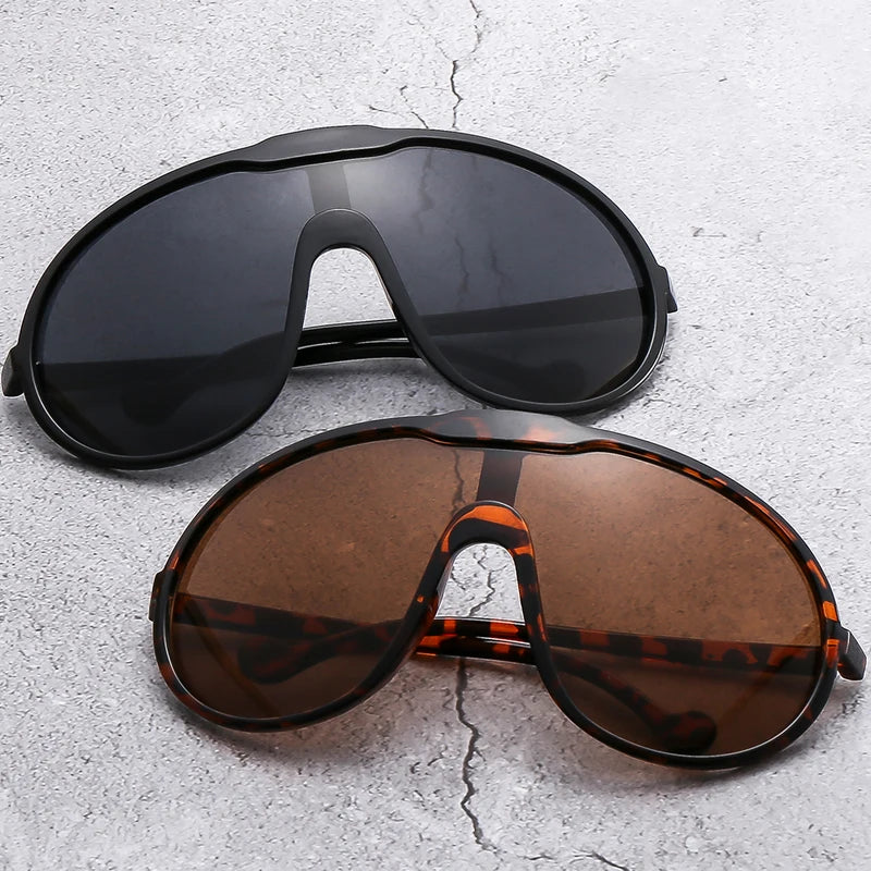 Trend Oversized Pilot Sunglasses Women Luxury Brand Designer Big Frame Cycling Sun Glasses Men Punk One Piece Len Black Yellow