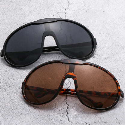 Trend Oversized Pilot Sunglasses Women Luxury Brand Designer Big Frame Cycling Sun Glasses Men Punk One Piece Len Black Yellow