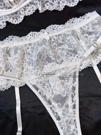 Lingerie Set Transparent Bra Set Hot Erotic Sexy Costumes Solid Color Underwear Seamless Bra Thong Garters Sexy Lingerie Sets