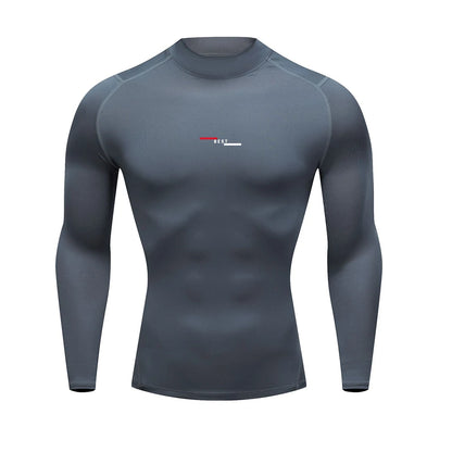 Autumn New Sports Shirt Men High Neck Compression Shirt Long Sleeved Training Top High Stretch Undershirt