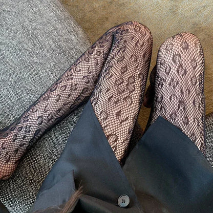 Vintage Women Sexy Thin Transparent Silky Pantyhose Gothic Black Sexy Leopard Animal Pattern Sheer Tights Seamless Stockings