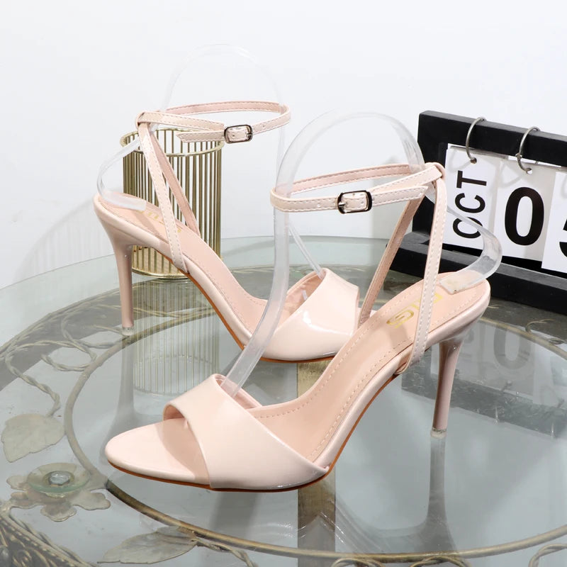 Black sandals sexy temperament high heels with pointed fishmouth luxurious and elegant women's shoes