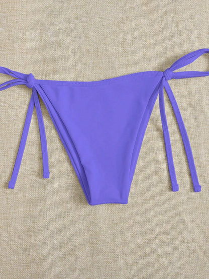 Solid color three-point bikini strap-on women's swimsuit set