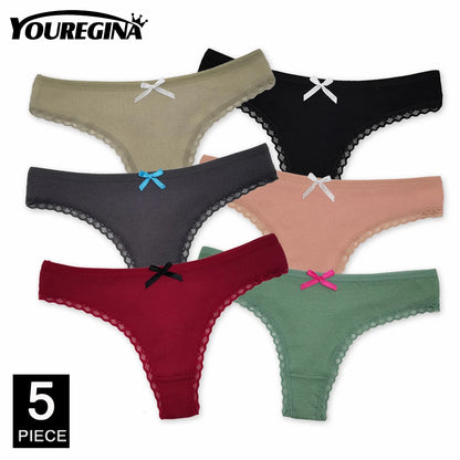 Sexy Women's Thong Cotton G Strings Panties for Ladies Dot Star Printed Tanga Girls Underwear Intimate Underpants 5 pcs/lot